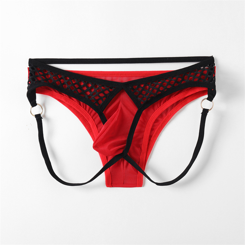 Chiloți bărbătești din plasă fishnet, transparenți, stil T-string pentru vară