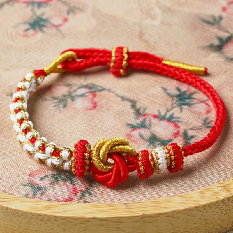 Brățară Mandala DIY împletită din opt fire, stil etnic, reglabilă, șnur roșu multicolor pentru anul nașterii