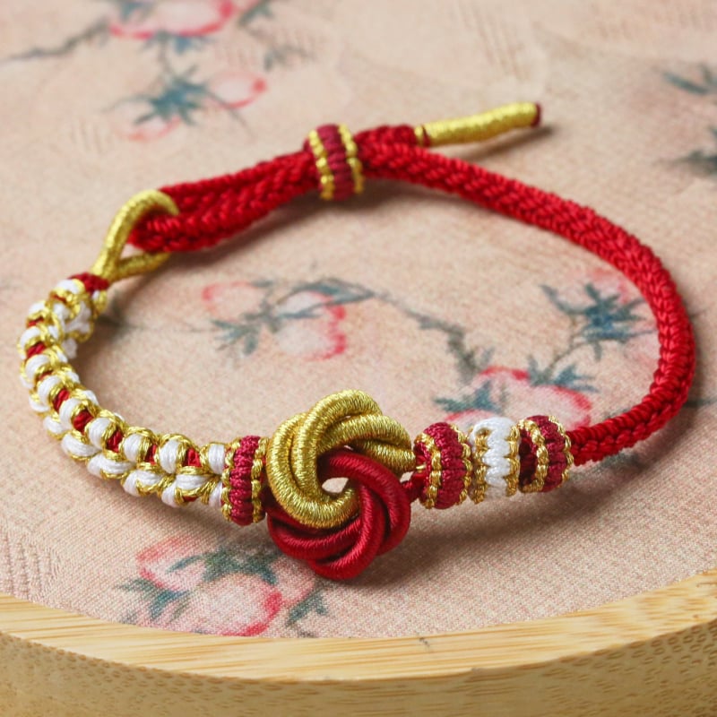 Brățară Mandala DIY împletită din opt fire, stil etnic, reglabilă, șnur roșu multicolor pentru anul nașterii