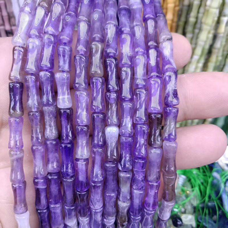 Természetes jade gyöngyök bambuszcsomó mintával, kék jade, DIY ékszerkiegészítők karkötőhöz és nyaklánchoz