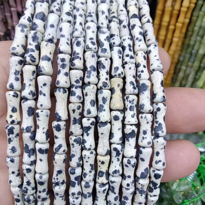 Természetes jade gyöngyök bambuszcsomó mintával, kék jade, DIY ékszerkiegészítők karkötőhöz és nyaklánchoz