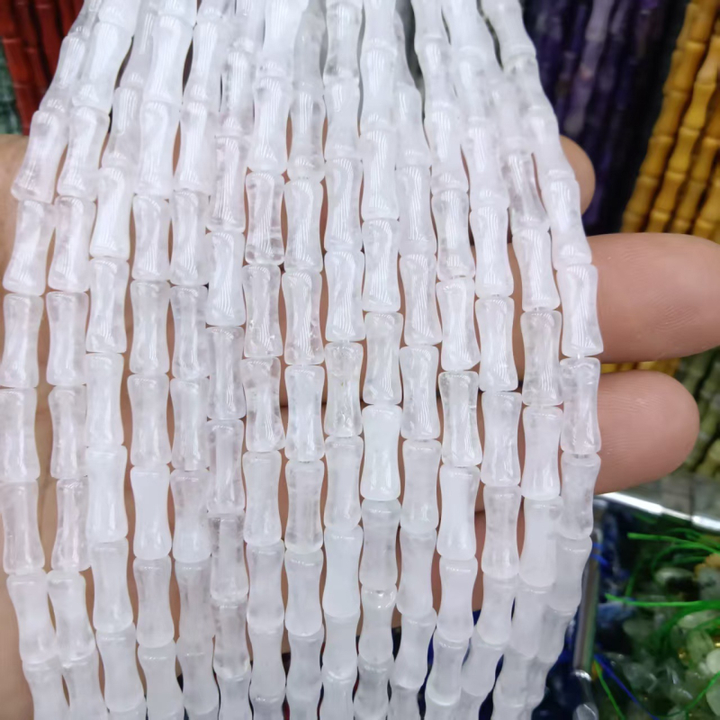 Természetes jade gyöngyök bambuszcsomó mintával, kék jade, DIY ékszerkiegészítők karkötőhöz és nyaklánchoz