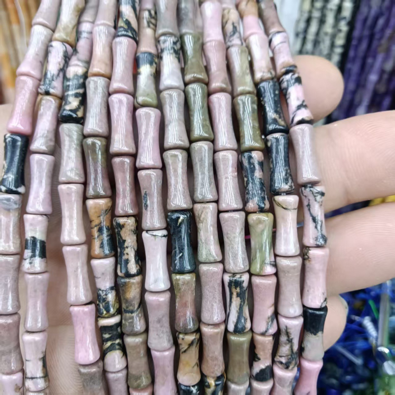 Természetes jade gyöngyök bambuszcsomó mintával, kék jade, DIY ékszerkiegészítők karkötőhöz és nyaklánchoz