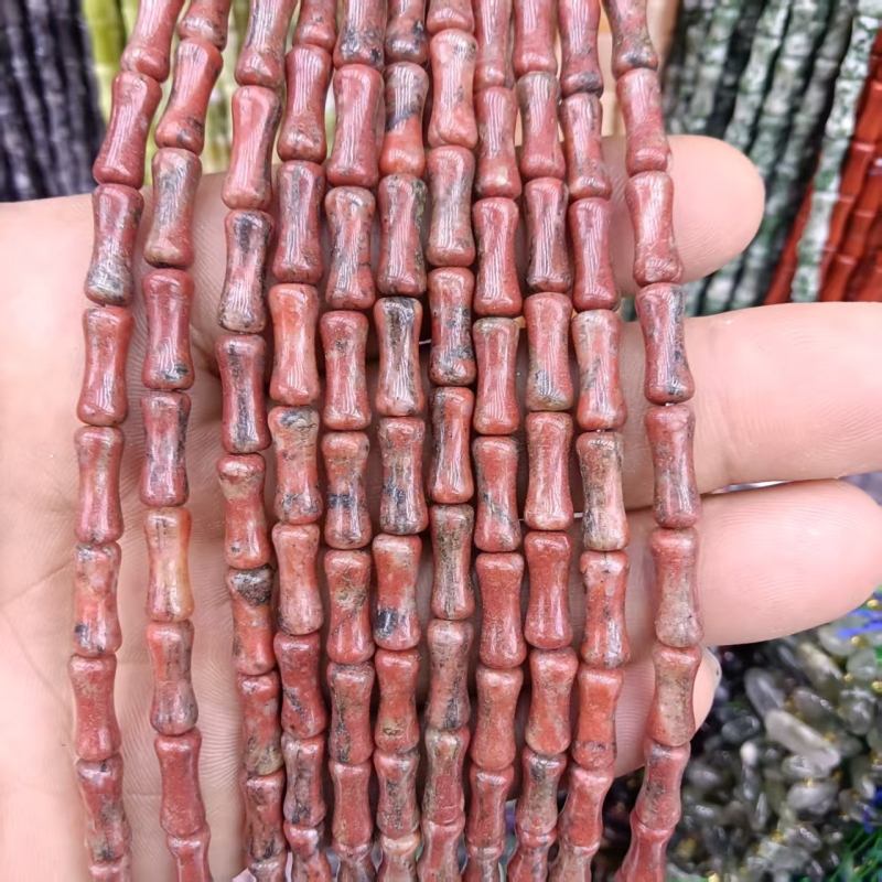 Természetes jade gyöngyök bambuszcsomó mintával, kék jade, DIY ékszerkiegészítők karkötőhöz és nyaklánchoz