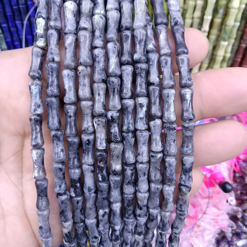 Természetes jade gyöngyök bambuszcsomó mintával, kék jade, DIY ékszerkiegészítők karkötőhöz és nyaklánchoz