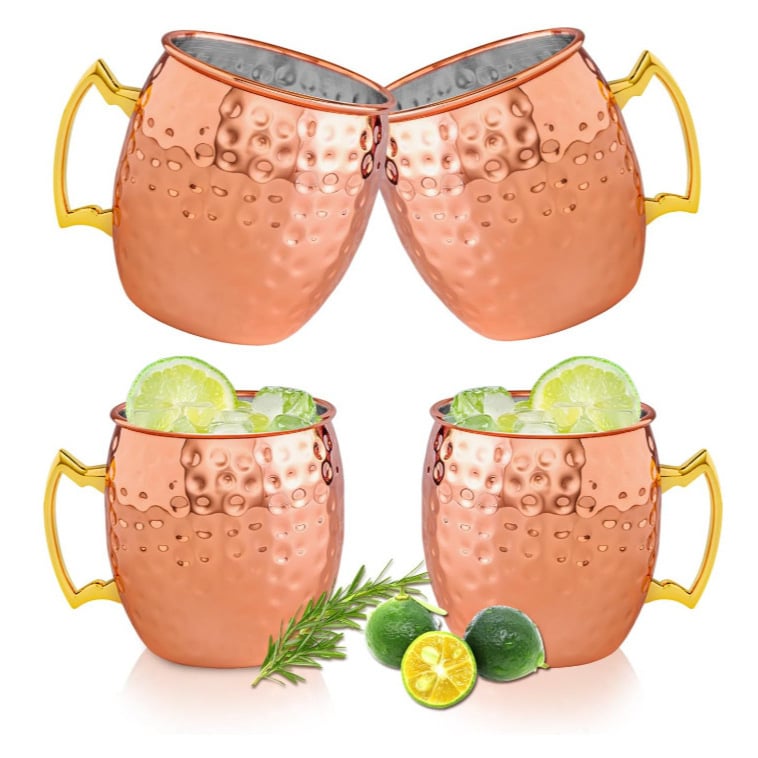 Aoxin Moscow Mule ποτήρι, χαλκοπλακωμένη επικάλυψη σε ανοξείδωτο ατσάλι 304, ποτήρι κοκτέιλ 501–600 ml