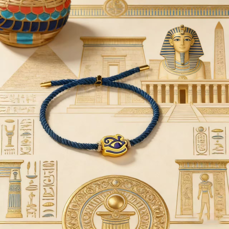 Horusz-szem karkötő, ókori egyiptomi amulett, retro könnyű luxus stílus, kifinomult és magas minőségű karkötő ékszer