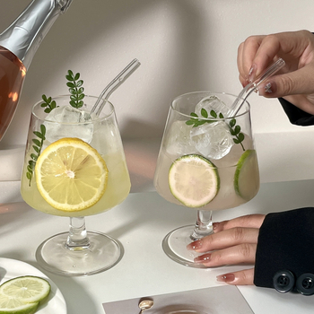 Set de pahare din sticlă cu picior scurt: pahar de brandy, pahar pentru cafea cu gheață, pahar pentru sodă, design chic minimalist