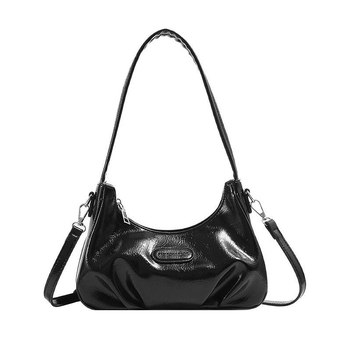 Női ezüst textúrájú holdsarló alakú válltáska PU-ból, közepes méretű, crossbody