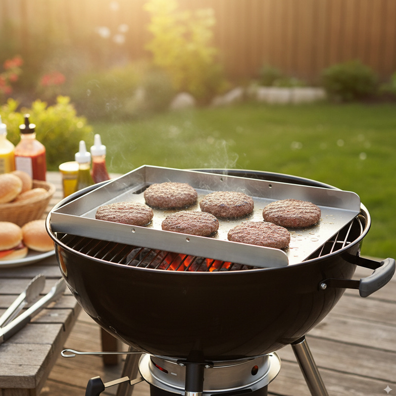 Grill tava od 304 nehrđajućeg čelika, debljine 3 mm, za plinske i roštilje na ugljen, vanjsku izdržljivost, pravokutnog oblika