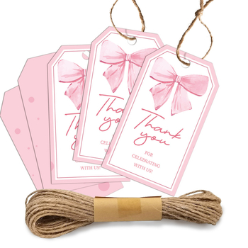 50 rózsaszín ajándék címke, 300 g bevont papír, akasztó címkék 10 m természetes juta zsinórral