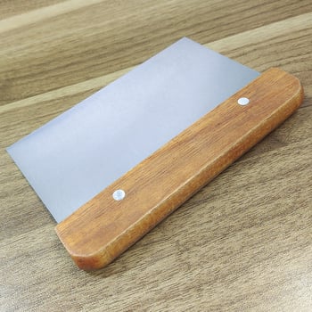 Fa fogantyúval készült rozsdamentes acél konyhai eszközök készlet: tészta vágó, tészta kaparó, sütemény spatula, offset spatula, grill spatula