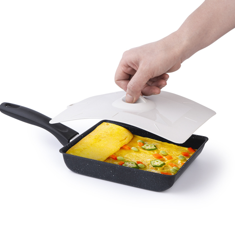 Ορθογώνιο καπάκι σιλικόνης για τηγάνι Tamagoyaki, αποτρέπει τις πιτσιλιές, σφραγισμένο, διατηρεί τη φρεσκάδα