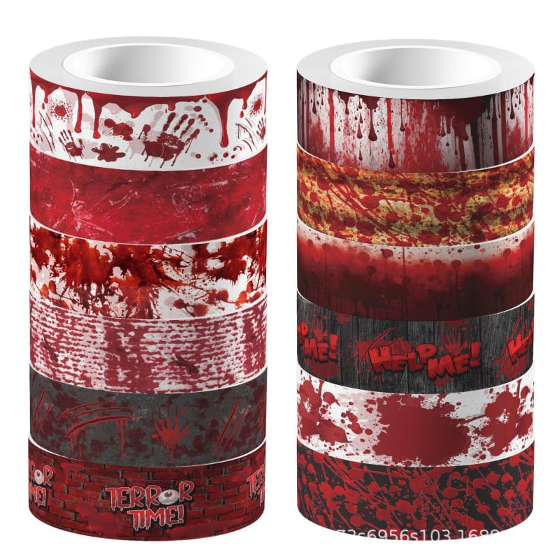 Хелоуин: кръвна ръка с капеща кръв – прозрачен самозалепващ рол-лента и хартиена лента за DIY дневник
