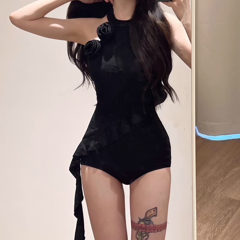 Πολυτελής γυναικείος αισθησιακός μαγιό, 2026 νέο μοντέλο, με κάλυψη στην κοιλιά, ρετρό μαύρο, ολόσωμο