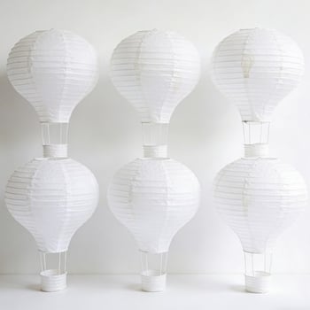 Λευκά χαρτονένια φαναράκια-μπάλόνια, 30 cm, DIY διακόσμηση για παιδιά, νηπιαγωγεία και γάμους