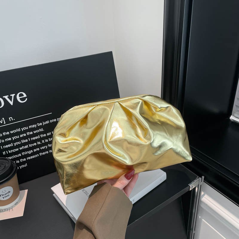Pliszírozott, egyszínű női táska — magas minőségű, mindennapi clutch tárolóval