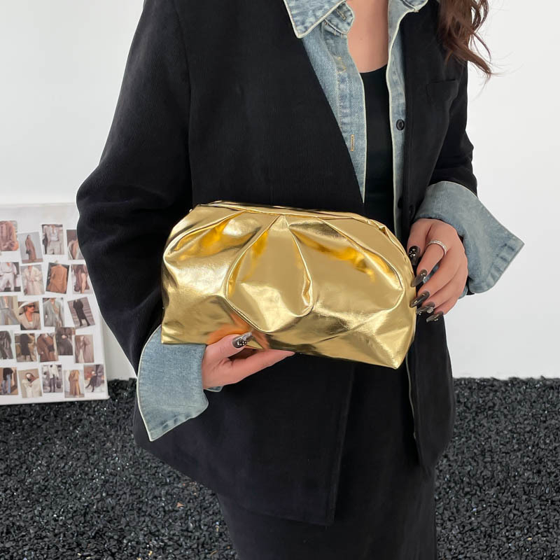 Pliszírozott, egyszínű női táska — magas minőségű, mindennapi clutch tárolóval