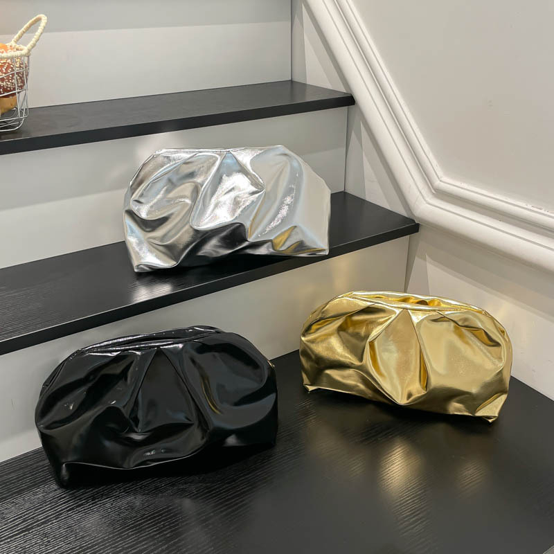 Pliszírozott, egyszínű női táska — magas minőségű, mindennapi clutch tárolóval