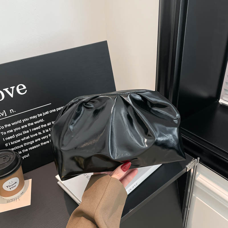 Pliszírozott, egyszínű női táska — magas minőségű, mindennapi clutch tárolóval