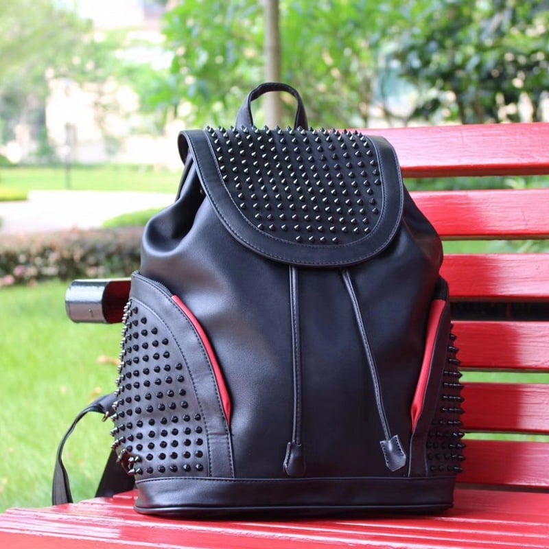 Rucsac unisex cu nituri pentru exterior, 36-55L PU piele, culoare solidă, stil colegiu, rucsac de călătorie