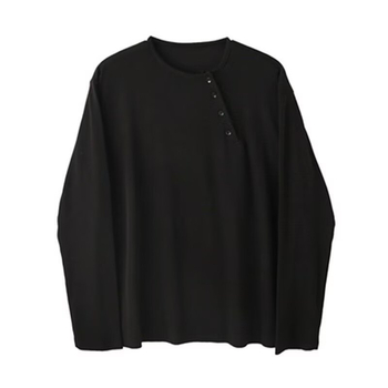 Amerikai retro férfi Henley felső, hosszú ujjú, mosott vintage hatású, könnyű, álló gallérral