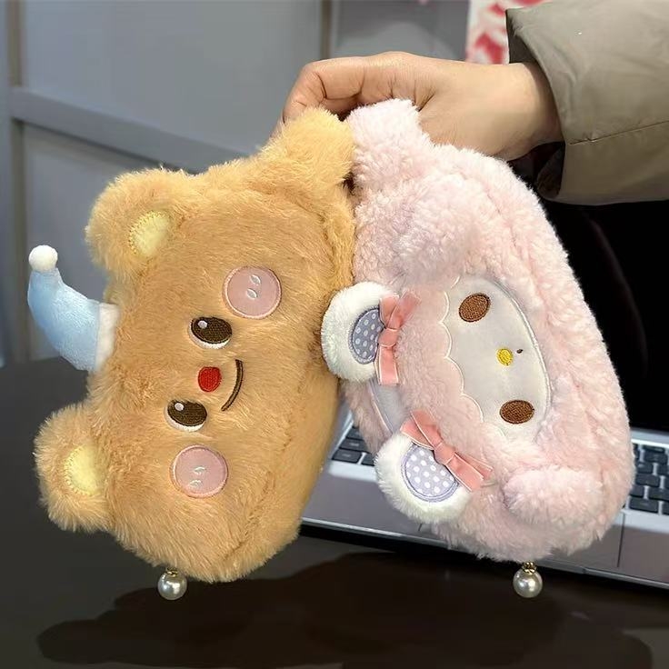 Плюшено несесерче за моливи Meddy Sheep, сладък мультяшен дизайн, голям капацитет, многофункционален ученически органайзер, преносим