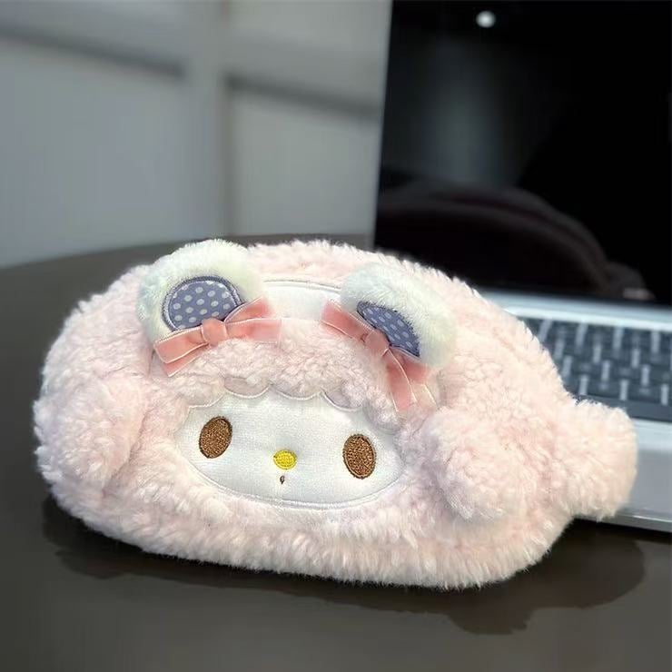Плюшено несесерче за моливи Meddy Sheep, сладък мультяшен дизайн, голям капацитет, многофункционален ученически органайзер, преносим