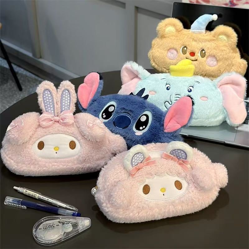 Плюшено несесерче за моливи Meddy Sheep, сладък мультяшен дизайн, голям капацитет, многофункционален ученически органайзер, преносим