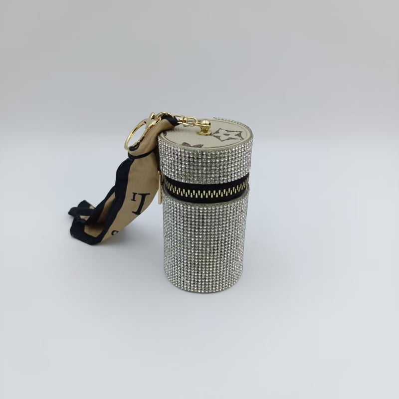 Portofel mini din piele cu diamanturi pentru ruj – design geometric