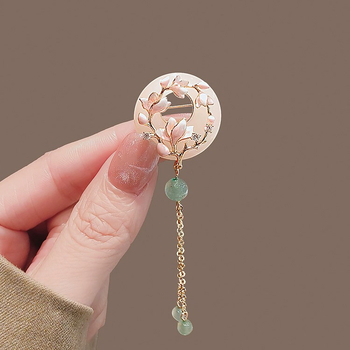 Antik magnólia virág tassel brooch, kínai stílusú elegáns corsage hagyományos ruhákhoz