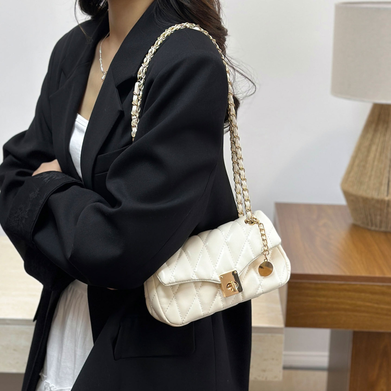 Μικρή καθημερινή τσάντα ώμου με ρόμβο quilt, crossbody με αλυσίδα, γυναικεία τσάντα άνοιξη 2026