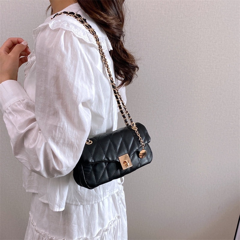Μικρή καθημερινή τσάντα ώμου με ρόμβο quilt, crossbody με αλυσίδα, γυναικεία τσάντα άνοιξη 2026