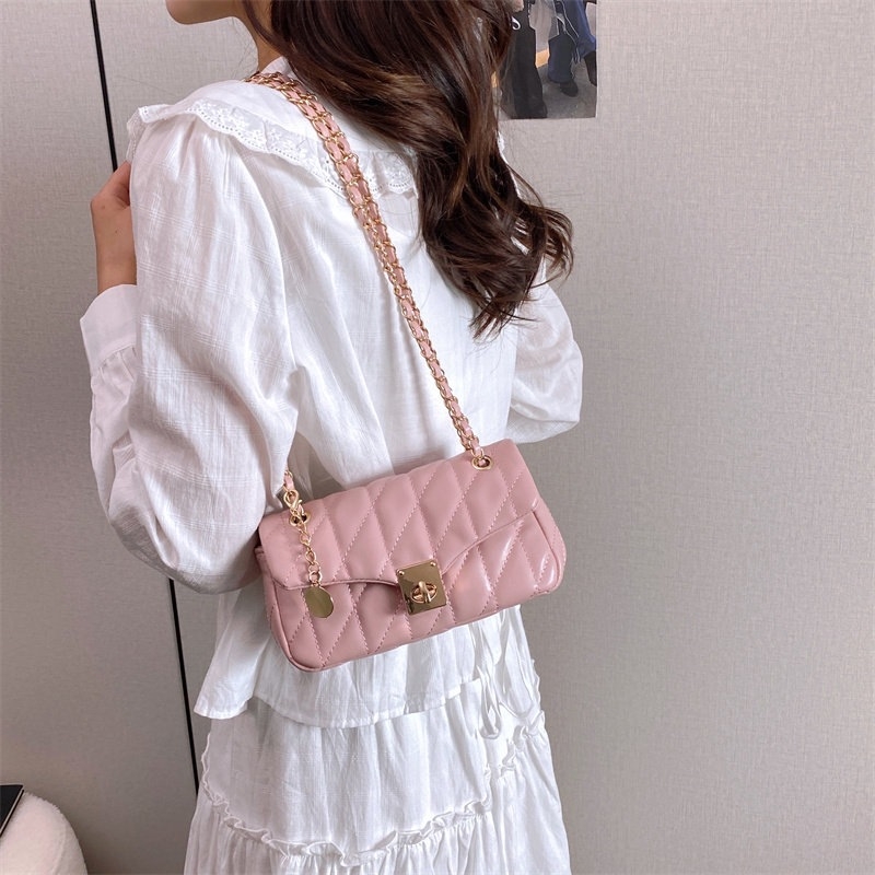 Μικρή καθημερινή τσάντα ώμου με ρόμβο quilt, crossbody με αλυσίδα, γυναικεία τσάντα άνοιξη 2026