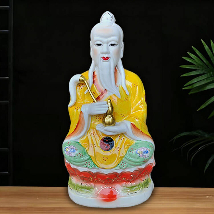 Felső kategóriás kerámia Tai Shang Lao Jun és Dao De Tianzun szobor, Sanqing patriarchák, Otthoni dekorációs figura