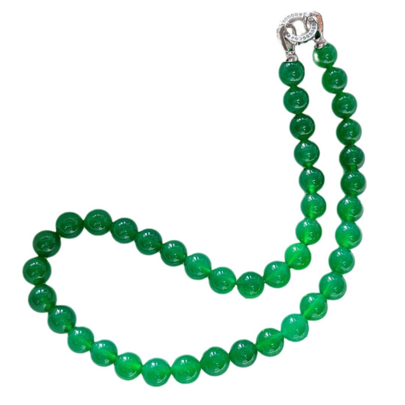 Francia stílusú Ins, kiváló minőségű, imperial zöld Chrysoprase és achát karkötő- és nyaklánc készlet.