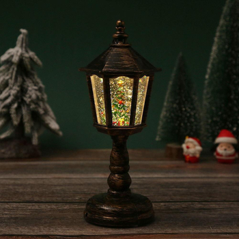 Hexagonális LED asztali lámpa karácsonyi dekorációval és éjszakai fény