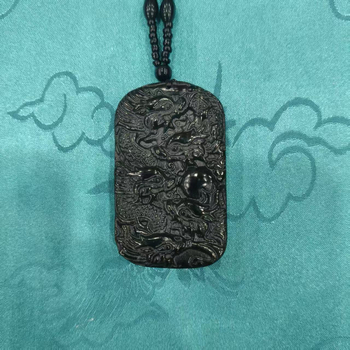Hetian zöld jade kilenc sárkány őrző medál, kétoldalas gravírozással