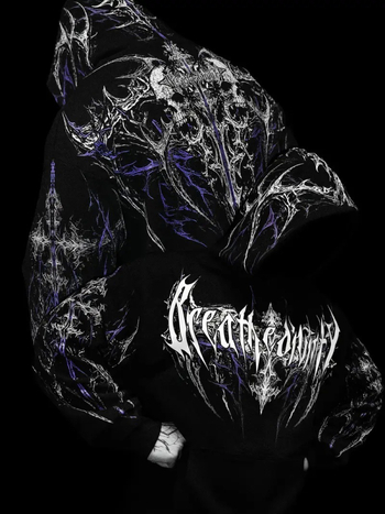 Breathedivinity Hanorac cu glugă pentru bărbați, imprimeu craniu de demon