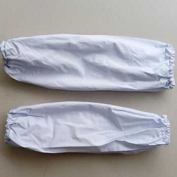 Fehér PVC-karvédő mandzsetta, vízálló, olaj- és saválló, élelmiszeripari felhasználásra