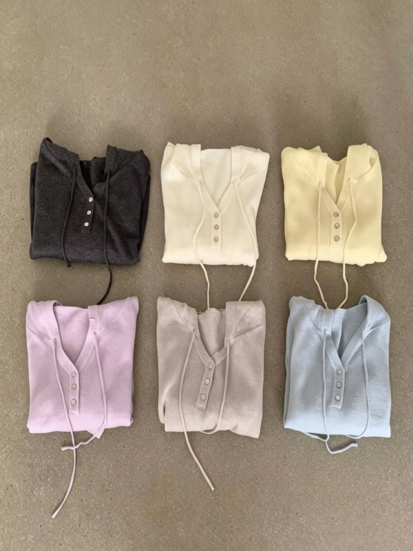 Női Tencel kapucnis kötött felső, rövid ujjú, lazán szabott, egyszínű, elegáns hétköznapi stílus