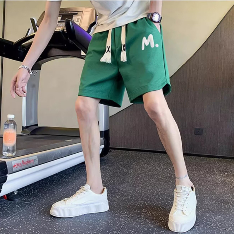 Férfi nyári laza rövidnadrág, középméretű hossz, sportos casual stílus, pamut-poliészter keverék