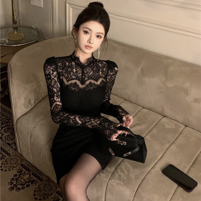 Női hosszú ujjú cheongsam ruha patchwork mintával téli