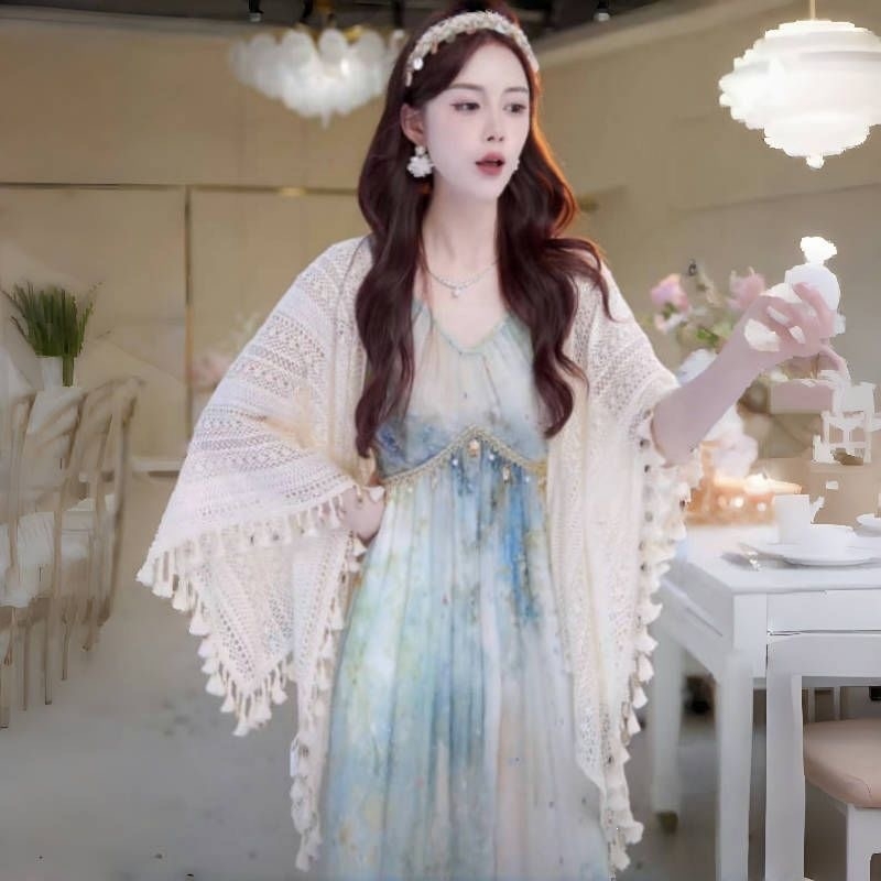 Női vékony csipkés kendő, shawl, nyárra, retro etnikus stílusú kiegészítő