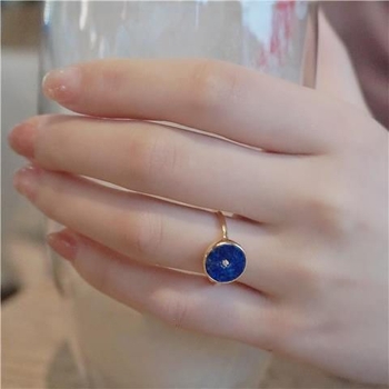Réz gyűrű, műlapisz lazuli-val, fehér zirkóval, 925-ös ezüstbevonattal és aranyozással, vintage stílusú nőknek