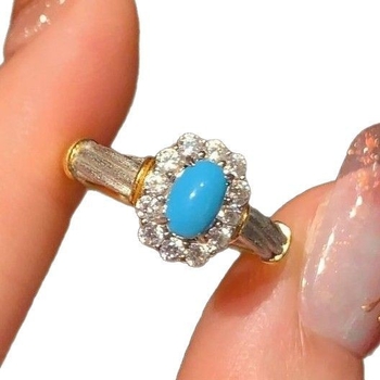 Mutatóujj gyűrű S925-ös sterling ezüstből turkiz és gyémántokkal, francia stílusú könnyed luxus, elegáns, romantikus, sokoldalú nőknek