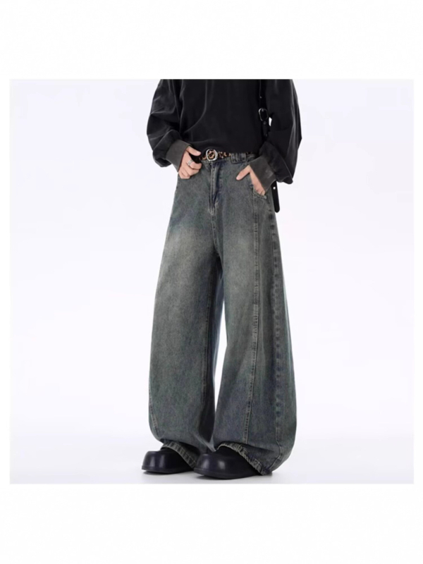 Denim nadrág magas derekú, egyenes szabás, koreai stílus, karcsúsított fazon, 50% pamut, őszi 2025