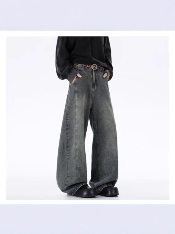 Denim nadrág magas derekú, egyenes szabás, koreai stílus, karcsúsított fazon, 50% pamut, őszi 2025