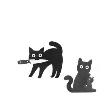 Drevená nástenná dekorácia Black Cat Halloween, 3-dielna sada