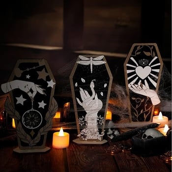 Ξύλινο διακοσμητικό Halloween: μάγισσα με αράχνη – 3D κρεμαστή διακόσμηση τοίχου